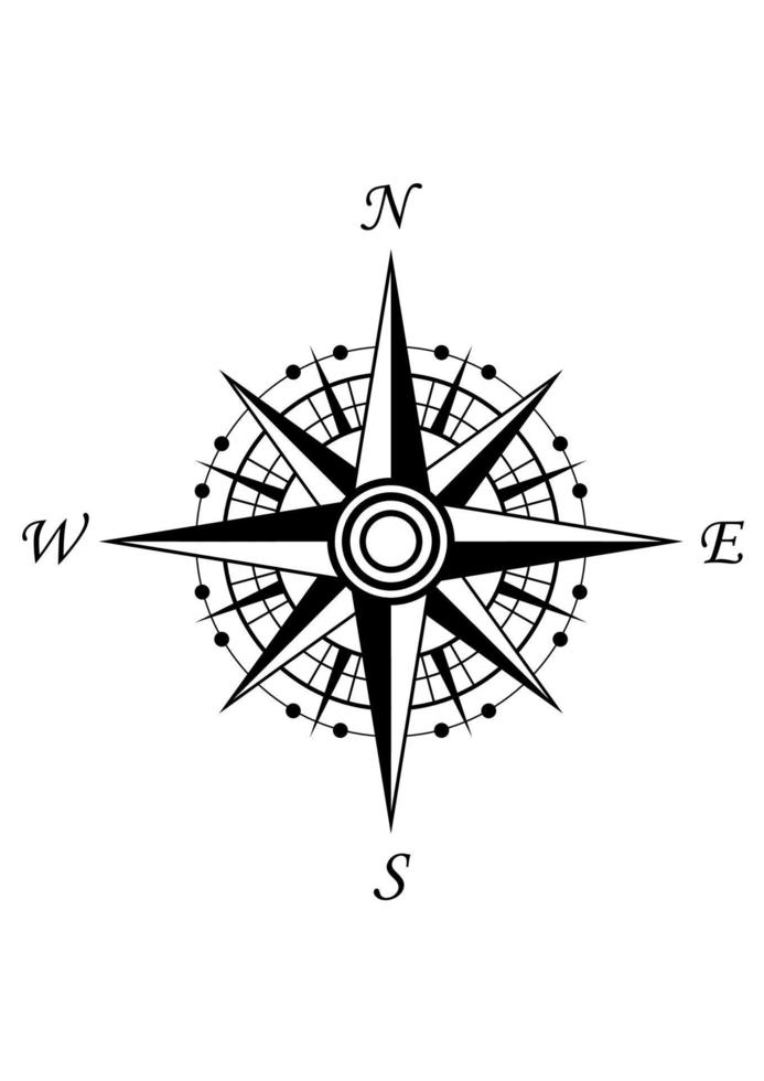 Compass symbol, wind rose vector