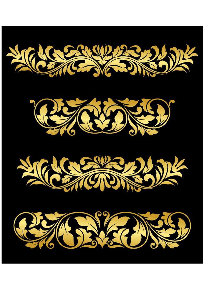 Retro gold floral elements and embellishments vector