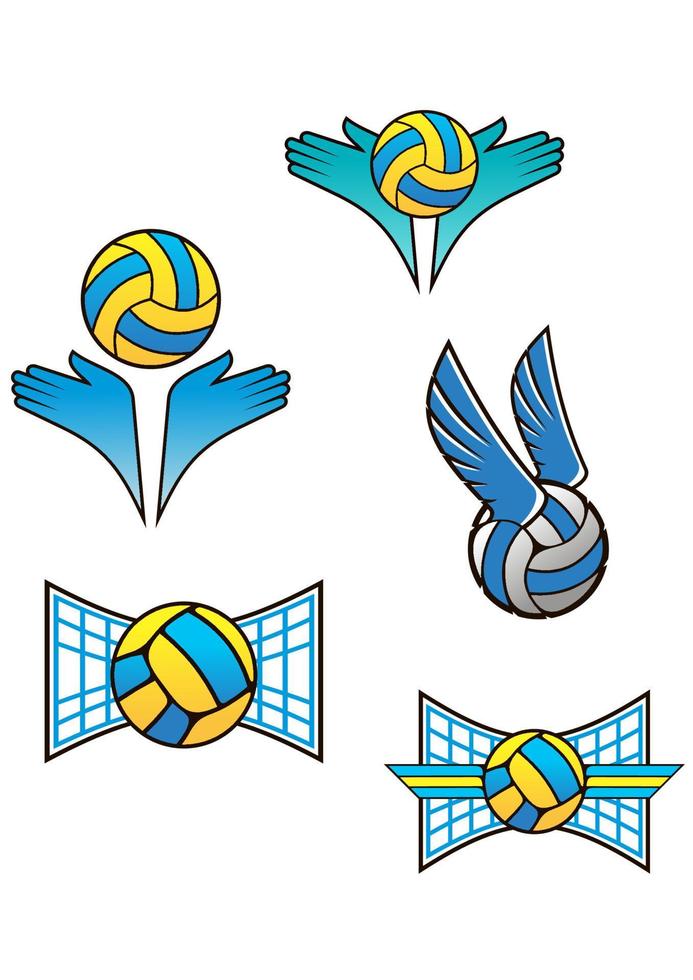 iconos y símbolos deportivos de voleibol vector