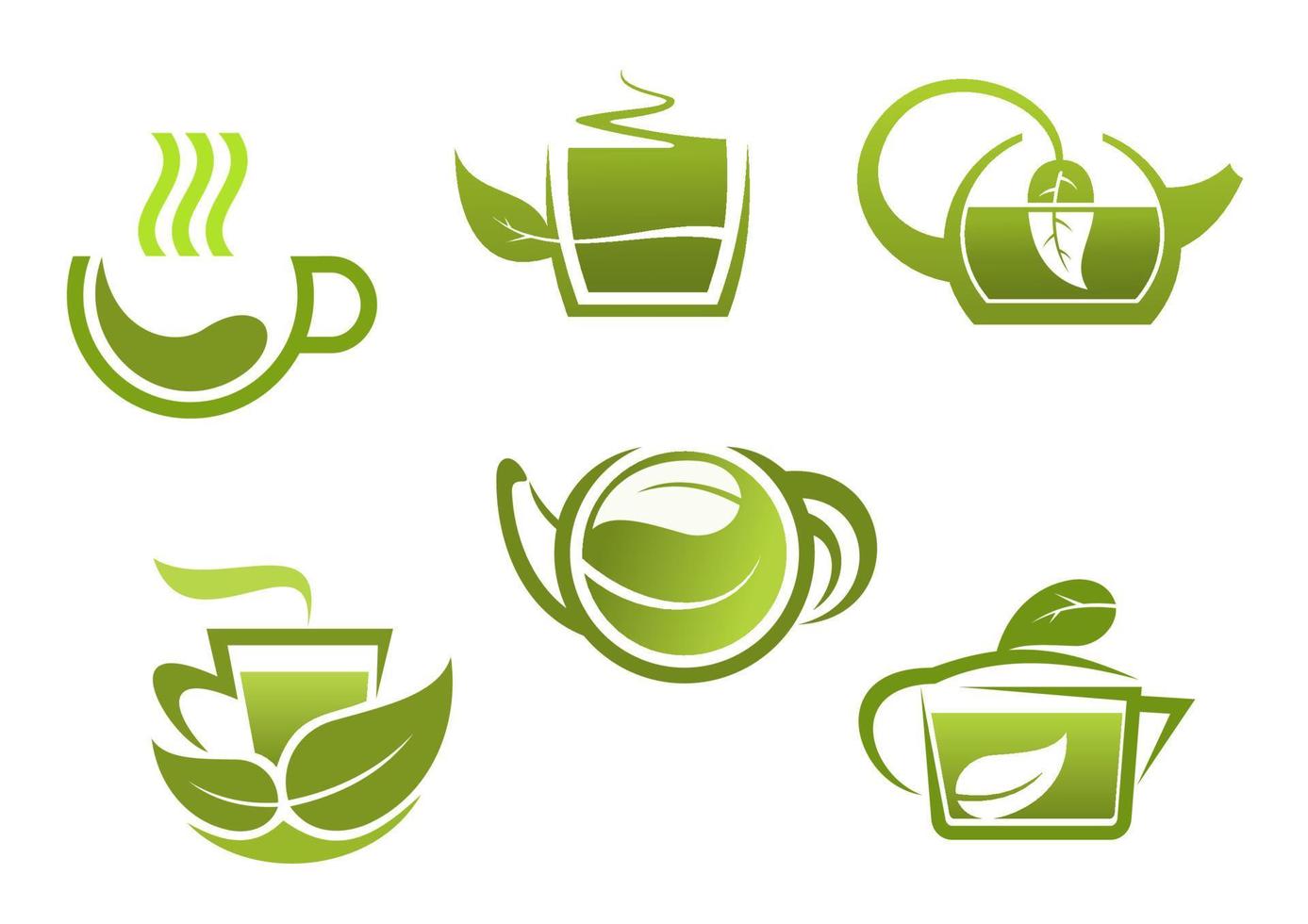 conjunto de símbolos de té verde vector