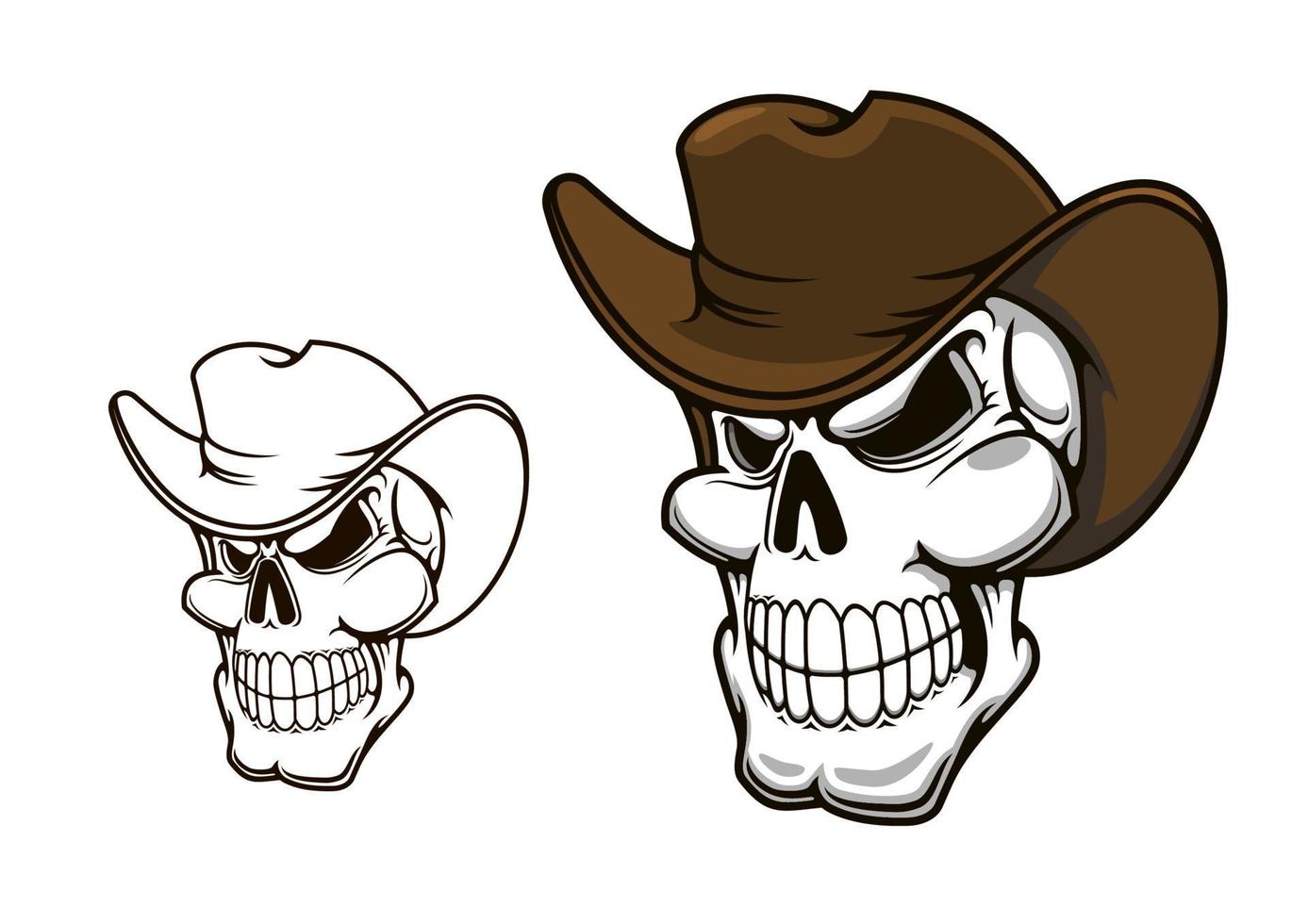 Cowboy skull in hat vector