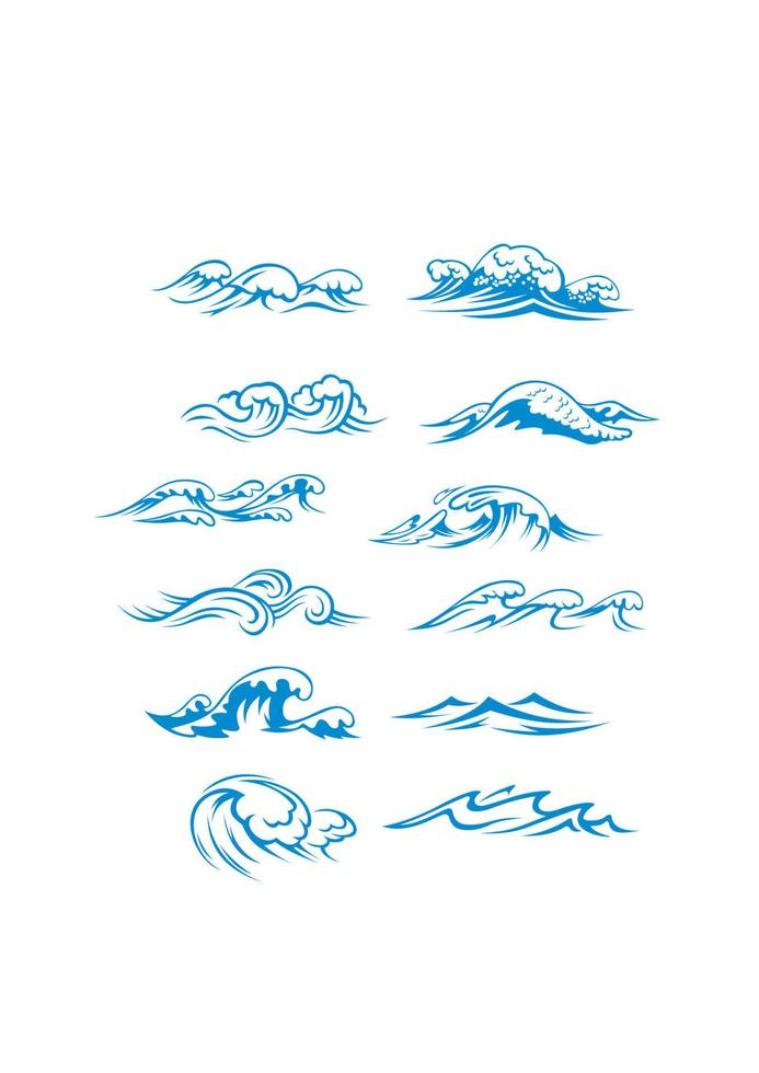 Ocean waves set vector