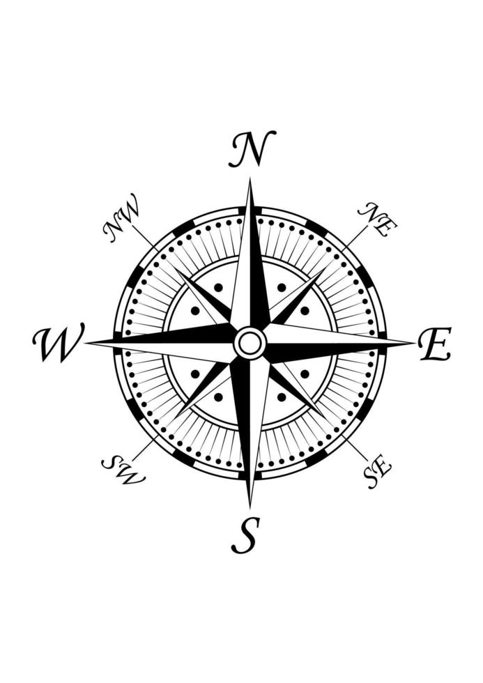 Compass symbol wind rose vector