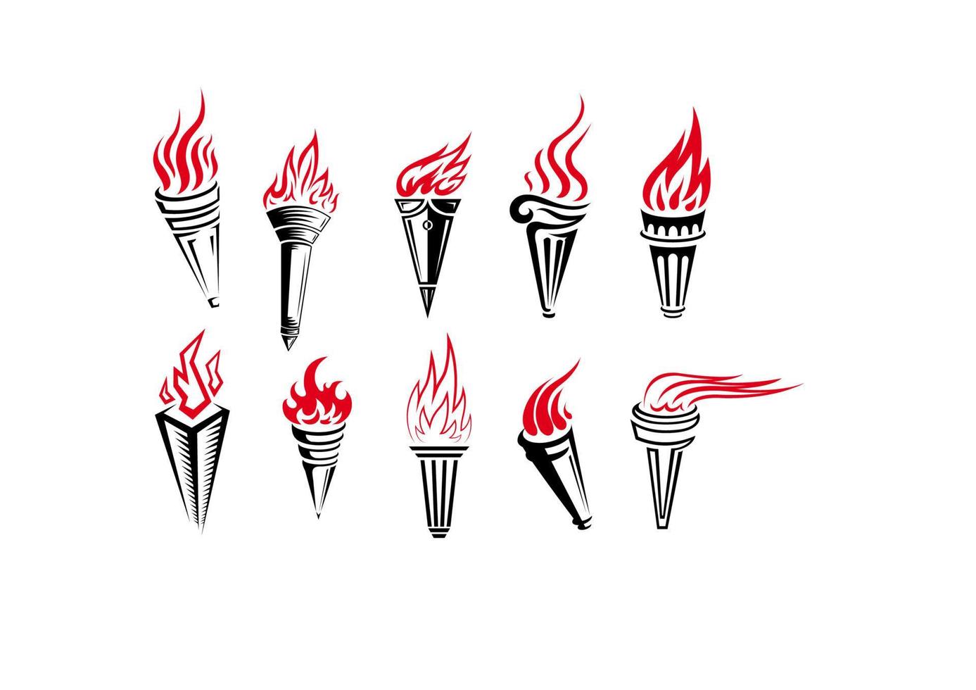 conjunto de antorchas encendidas vector