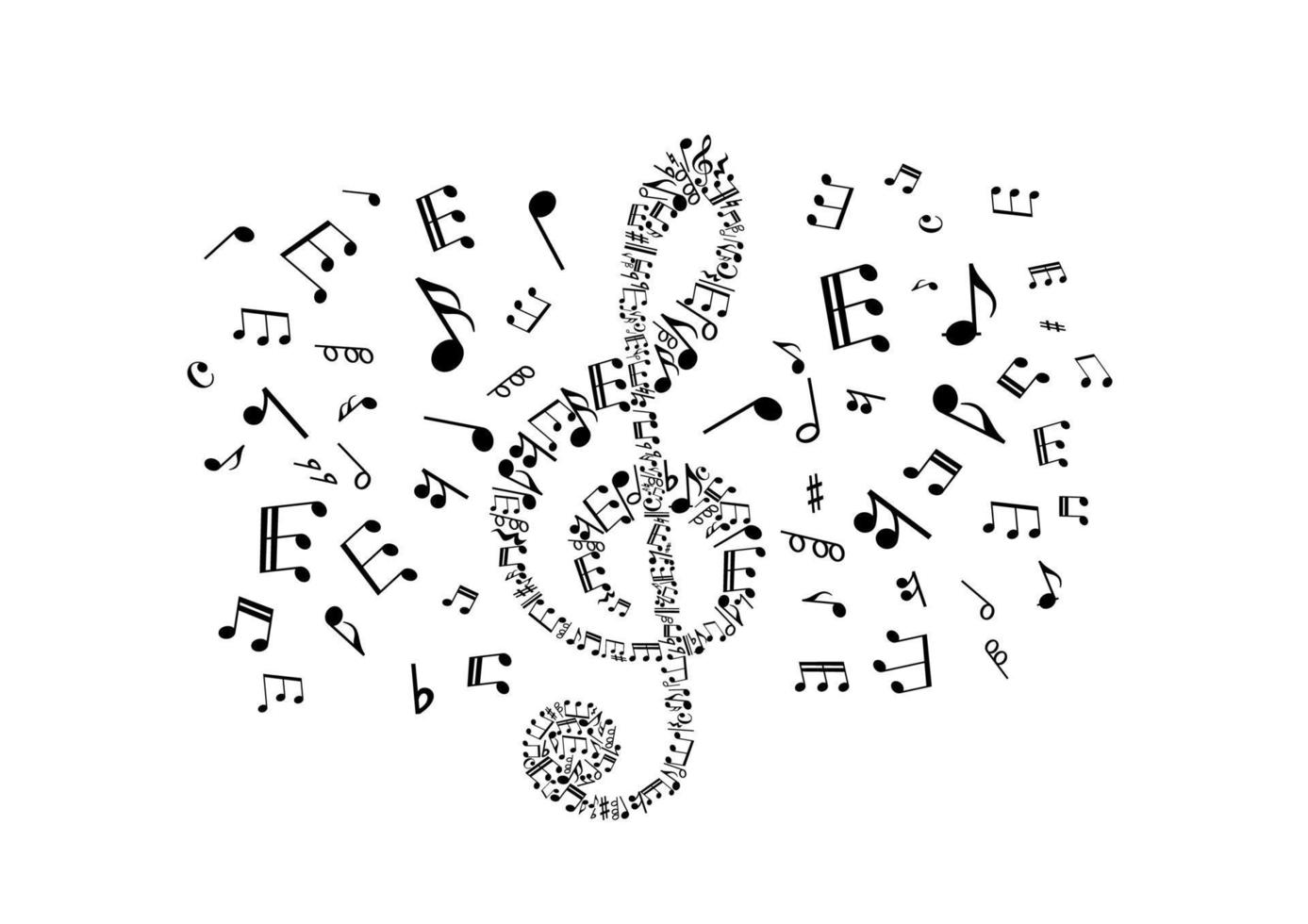 Musical clef with notes vector