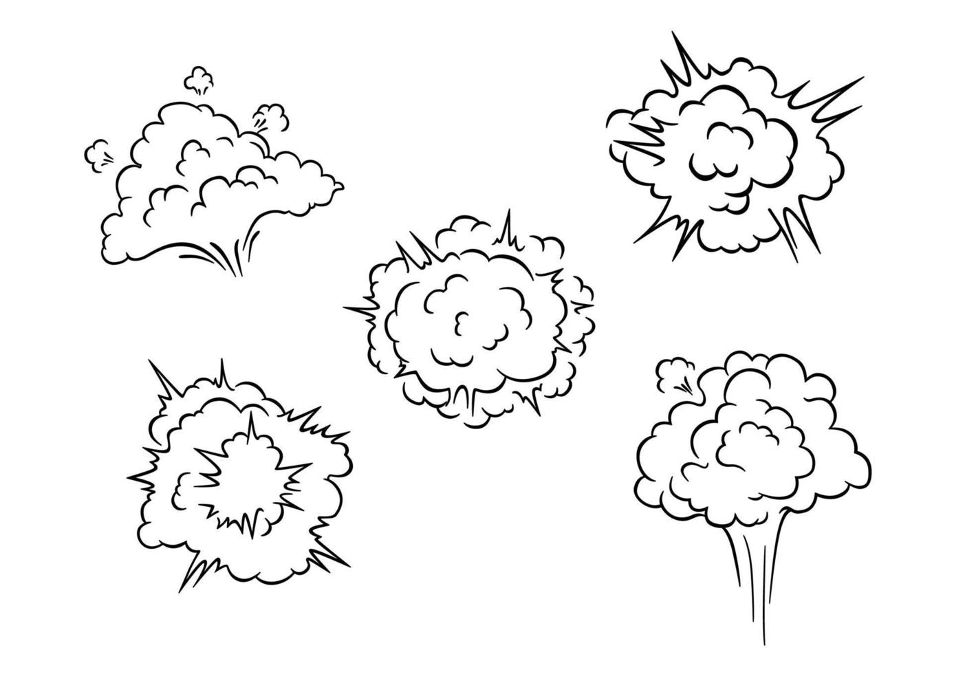 dibujos animados de nubes y explosiones vector