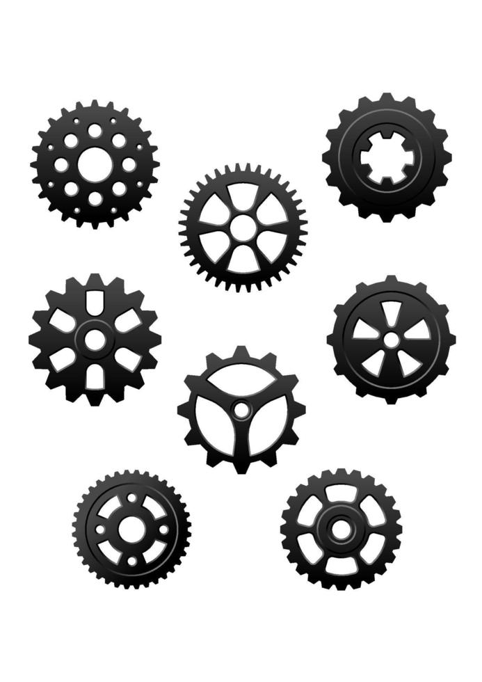 Pinions and gears set vector