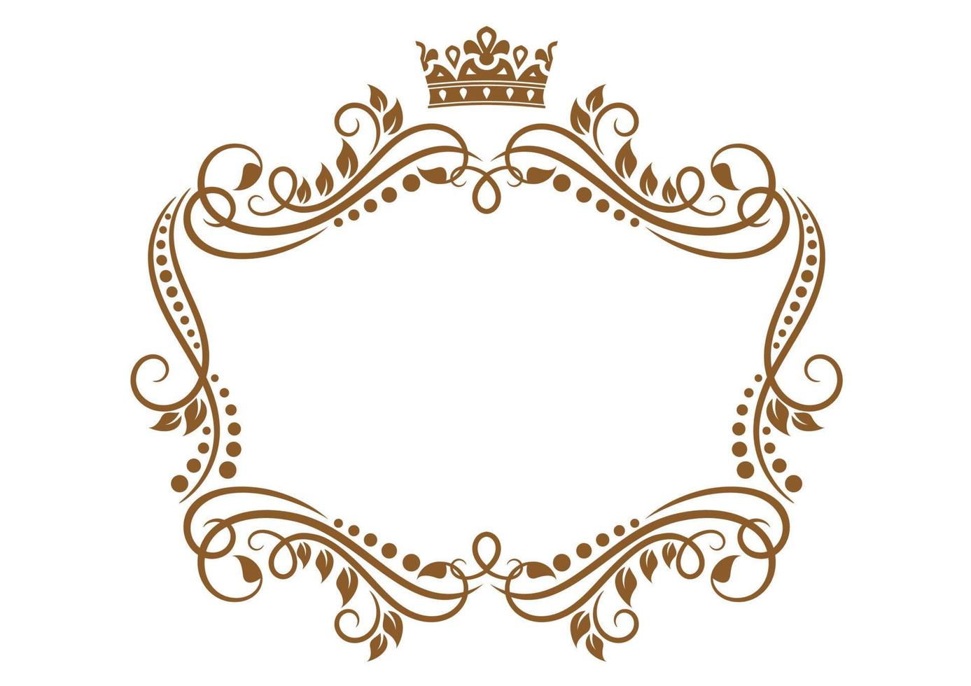 marco retro con corona real y flores vector