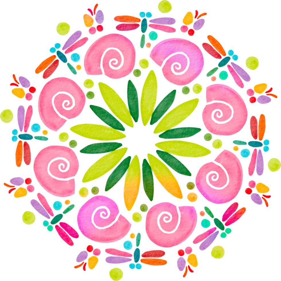 flor mandala acuarela pintada png