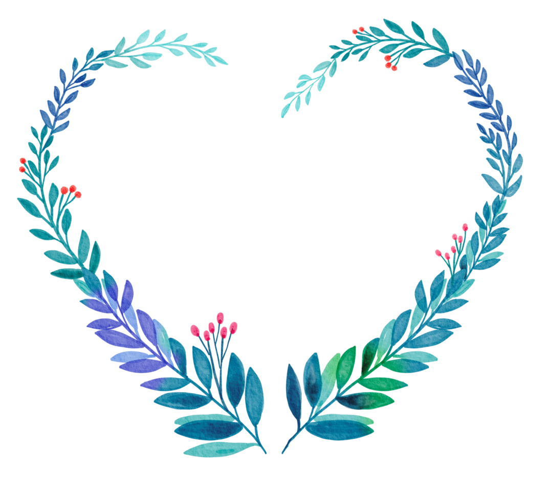 flower heart watercolor painted png