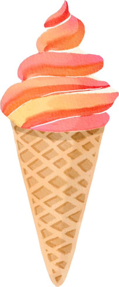 Watercolor Icecream in cone png