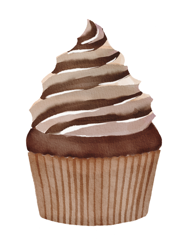 Watercolor chocolate cupcake png