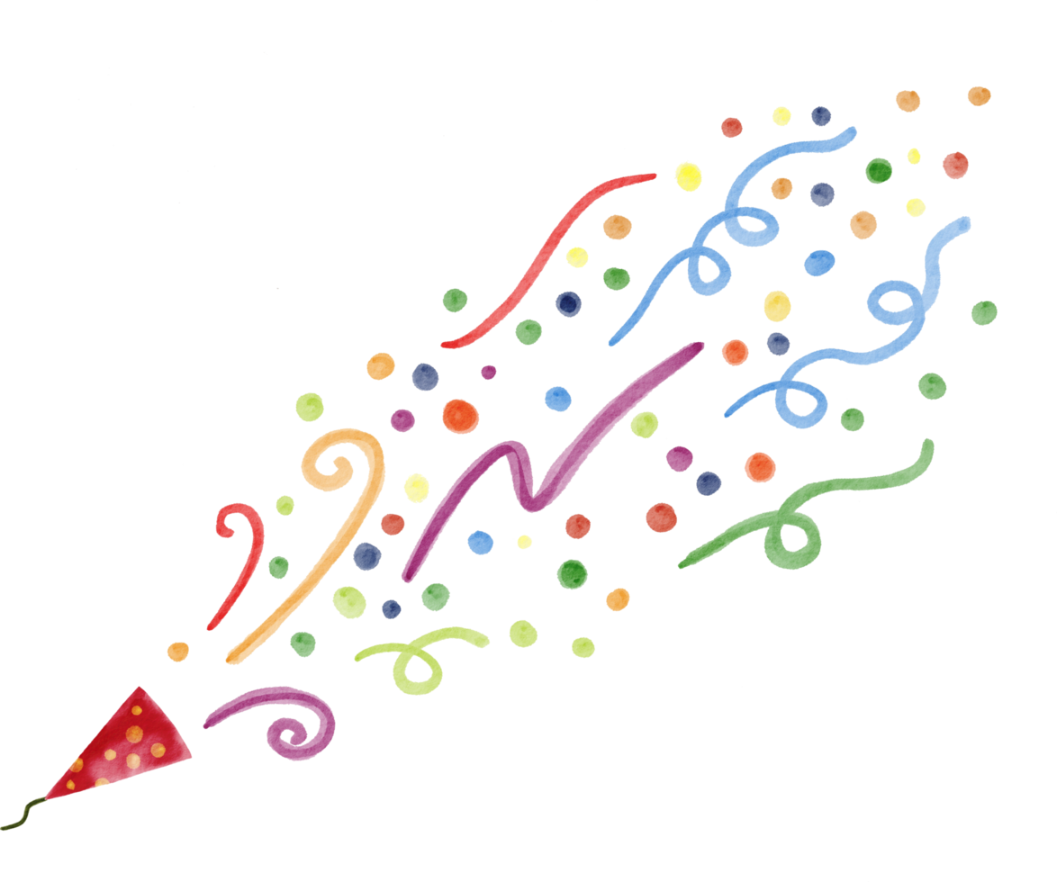 aquarelle de confettis colorés peints png