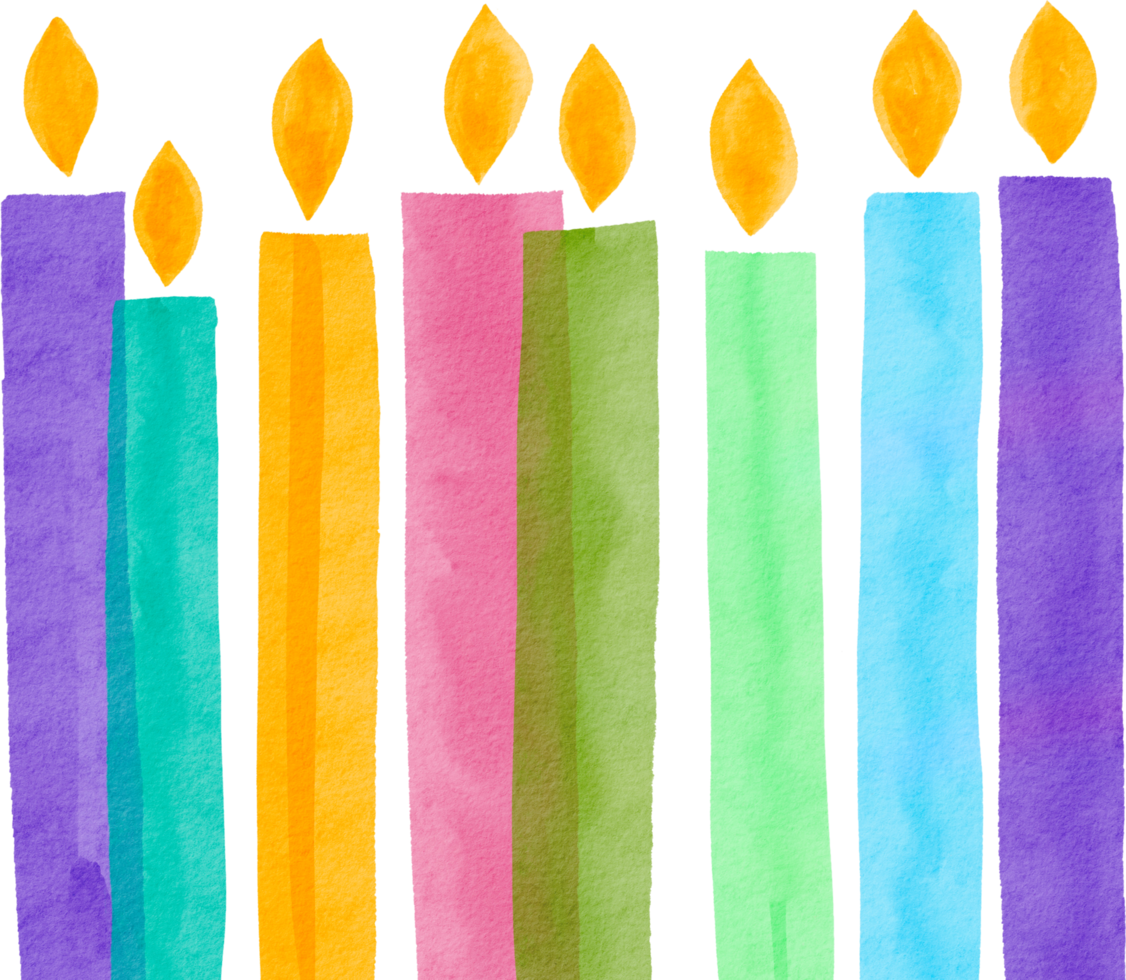 bougie de joyeux anniversaire dessinée à la main aquarelle png