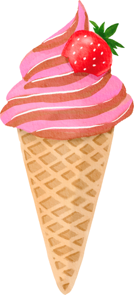 Watercolor Icecream in cone png