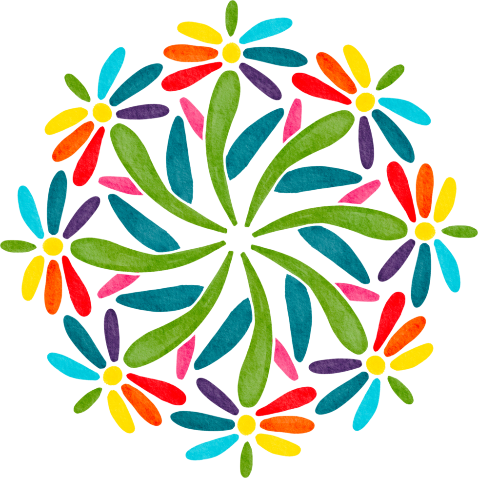 flor mandala acuarela pintada png