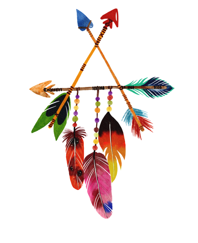 bohemian feather watercolor painted png