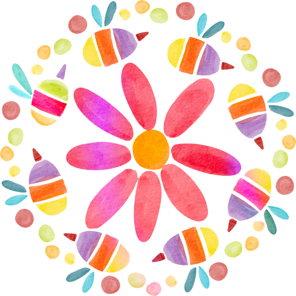 flower mandala watercolor painted png