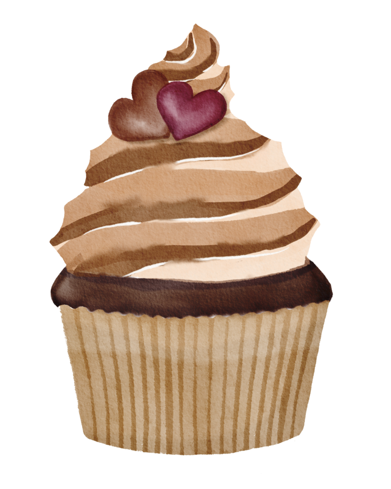 cupcake de chocolate acuarela png