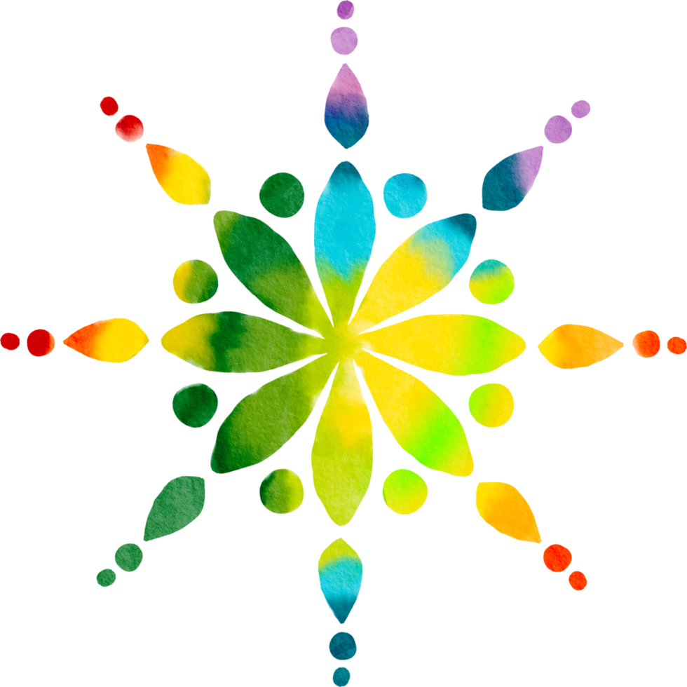 colorful mandala watercolor painted png