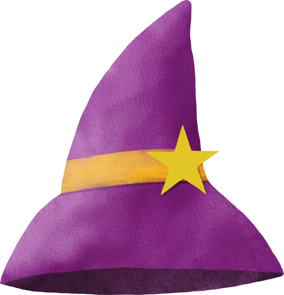 joli chapeau de sorcière peint à l'aquarelle png