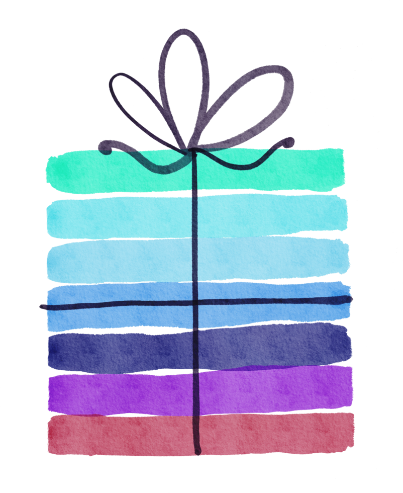 Watercolor gift box for birthday png