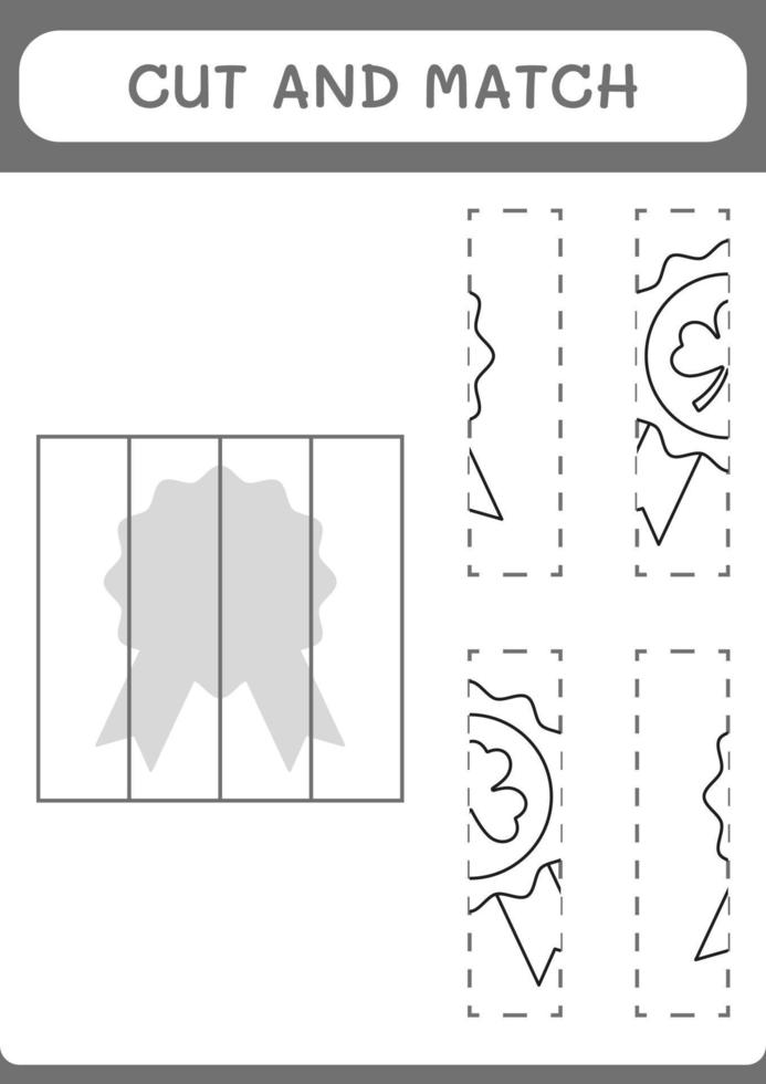 Cut and match parts of Clover badge, game for children. Vector illustration, printable worksheet