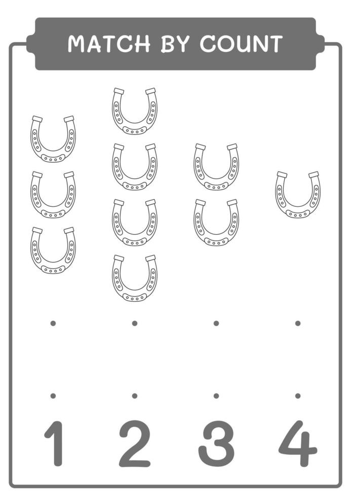 Match by count of Horseshoe, game for children. Vector illustration, printable worksheet