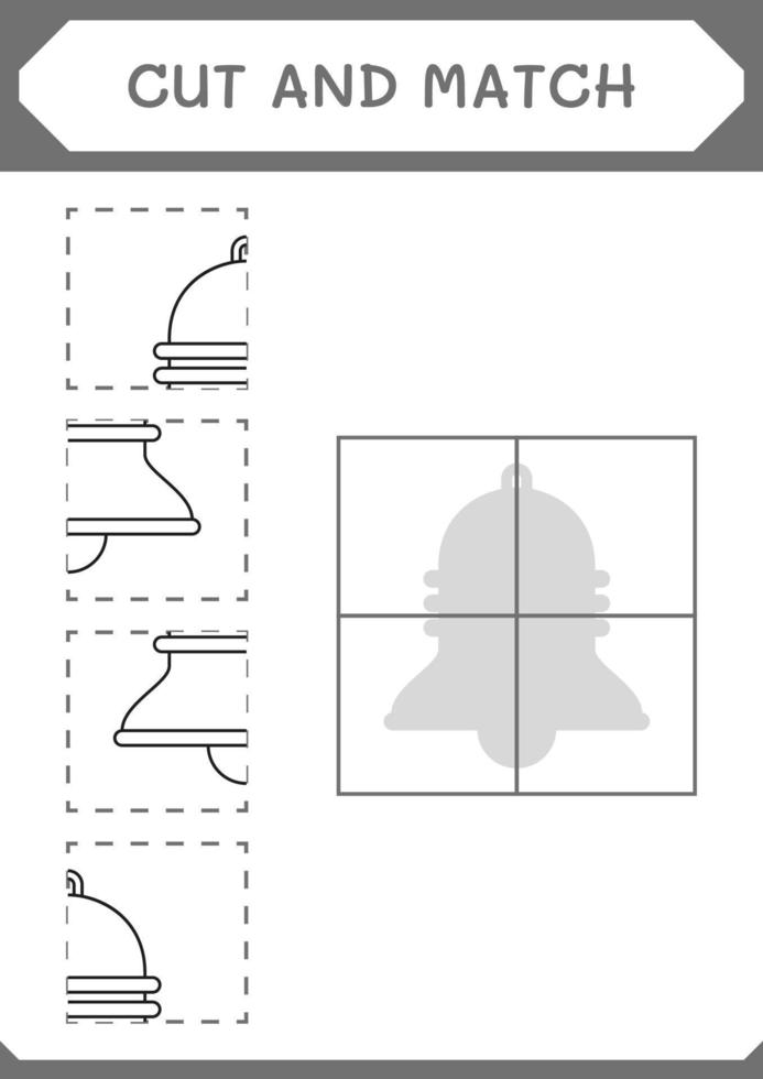 Cut and match parts of Bell, game for children. Vector illustration, printable worksheet