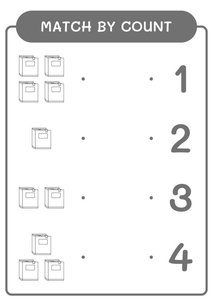 Match by count of Notebook, game for children. Vector illustration, printable worksheet