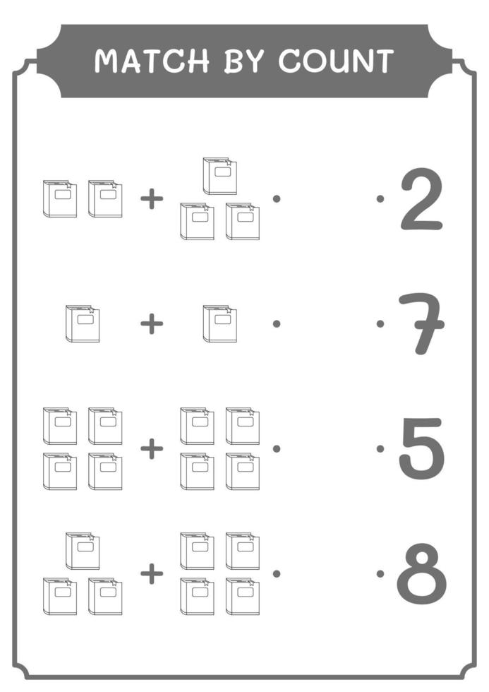 Match by count of Notebook, game for children. Vector illustration, printable worksheet