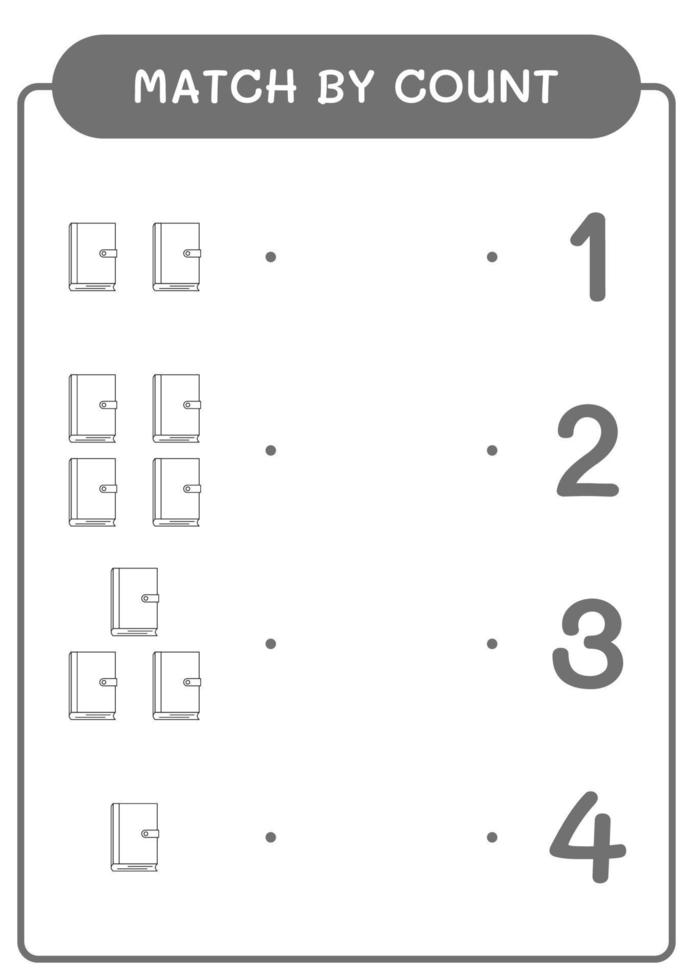 Match by count of Notebook, game for children. Vector illustration, printable worksheet