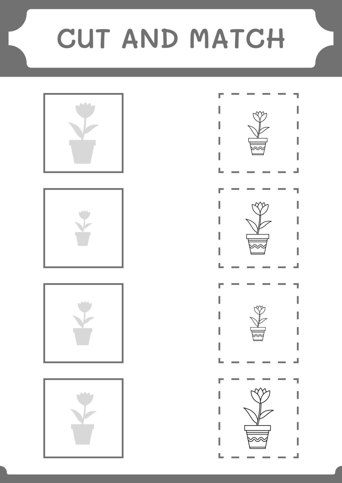 Cut and match parts of Flower, game for children. Vector illustration ...