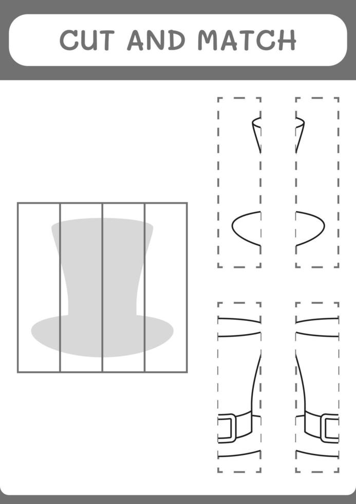 cortar y unir partes de st. sombrero del día de patrick, juego para niños. ilustración vectorial, hoja de cálculo imprimible vector