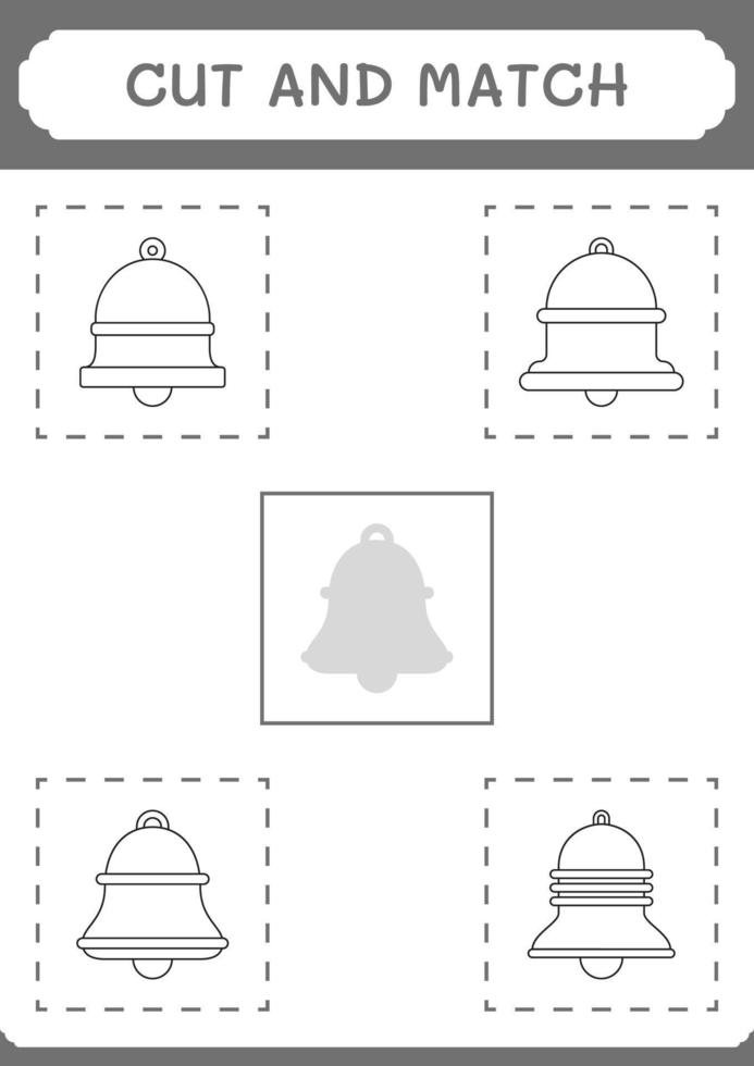 Cut and match parts of Bell, game for children. Vector illustration, printable worksheet