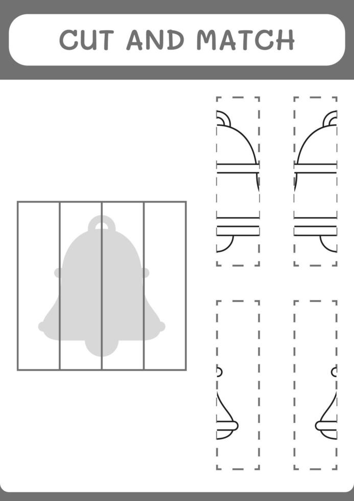 Cut and match parts of Bell, game for children. Vector illustration, printable worksheet