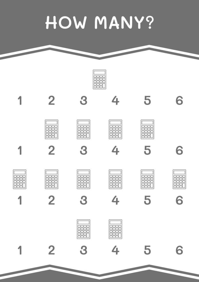 How many of Calculator, game for children. Vector illustration, printable worksheet