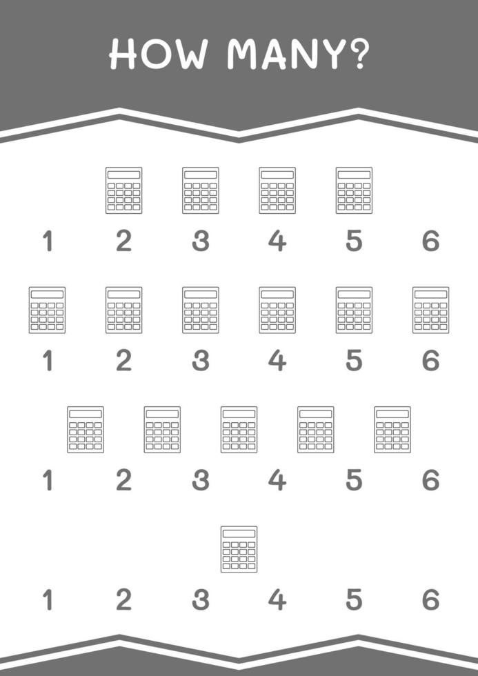 How many of Calculator, game for children. Vector illustration, printable worksheet