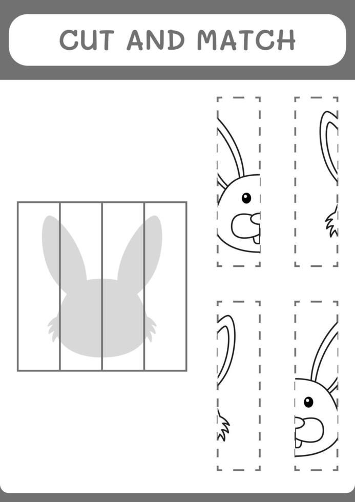 Cut and match parts of Rabbit, game for children. Vector illustration, printable worksheet