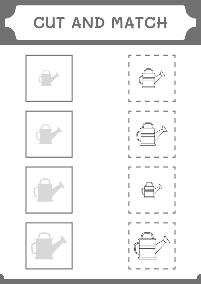 Cut and match parts of Watering can, game for children. Vector
