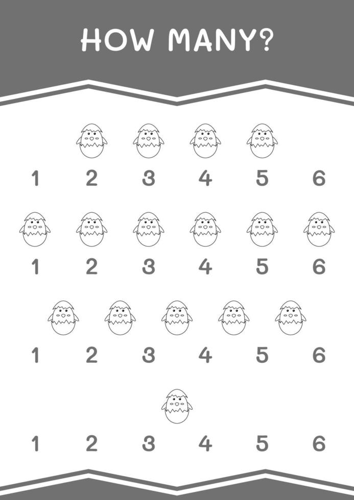 How many of Chick, game for children. Vector illustration, printable worksheet