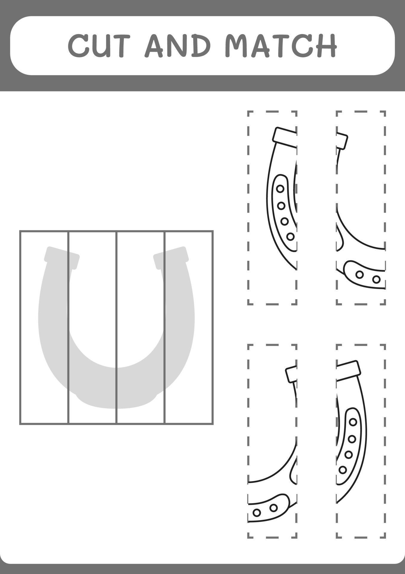 Cut and match parts of Horseshoe, game for children. Vector