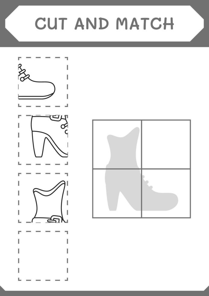 Cut and match parts of Leprechaun boot, game for children. Vector illustration, printable worksheet