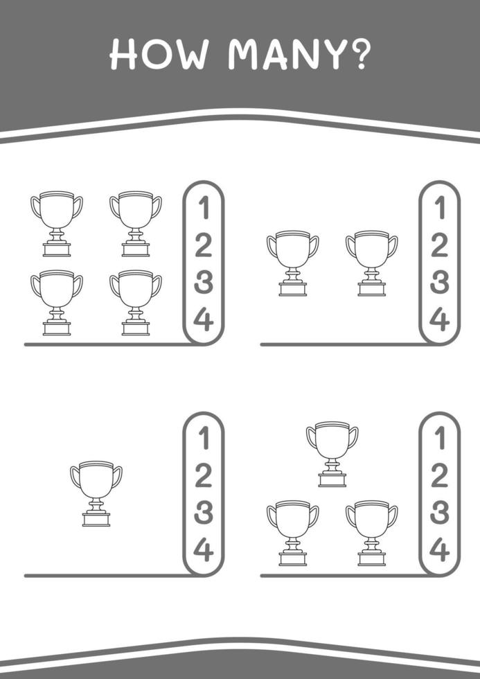 How many of Trophy, game for children. Vector illustration, printable worksheet