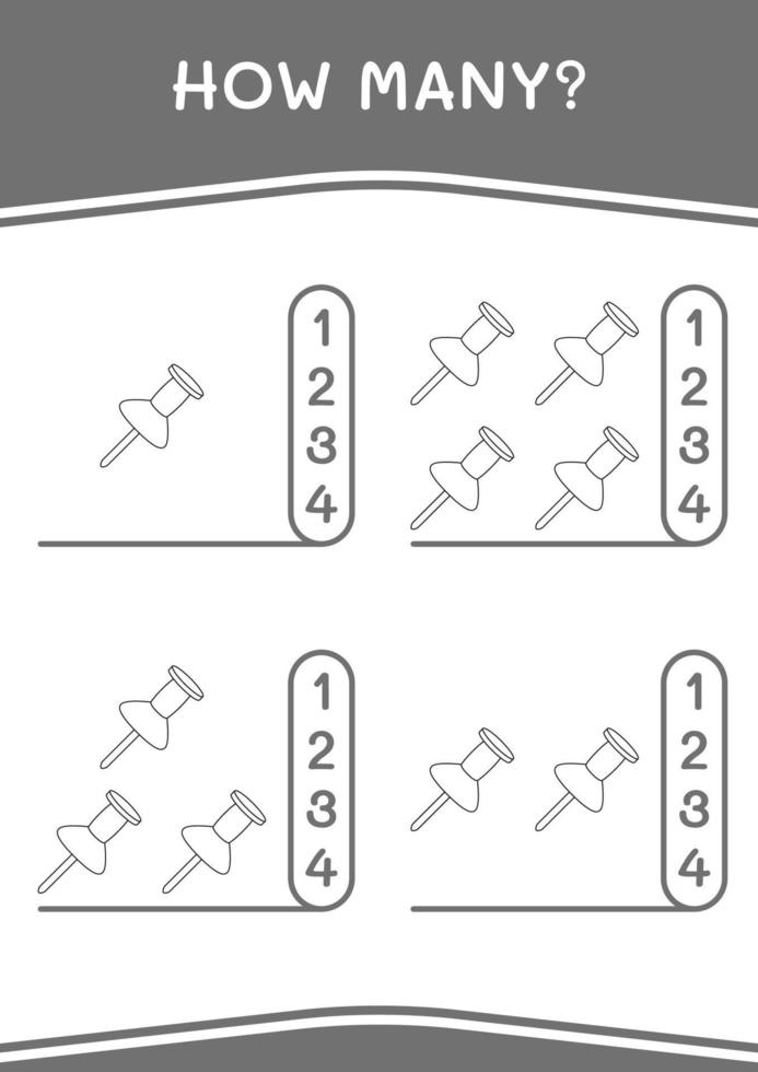 How many of Push pin, game for children. Vector illustration, printable worksheet 11217584