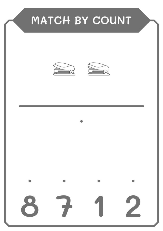 Match by count of Stapler, game for children. Vector illustration, printable worksheet
