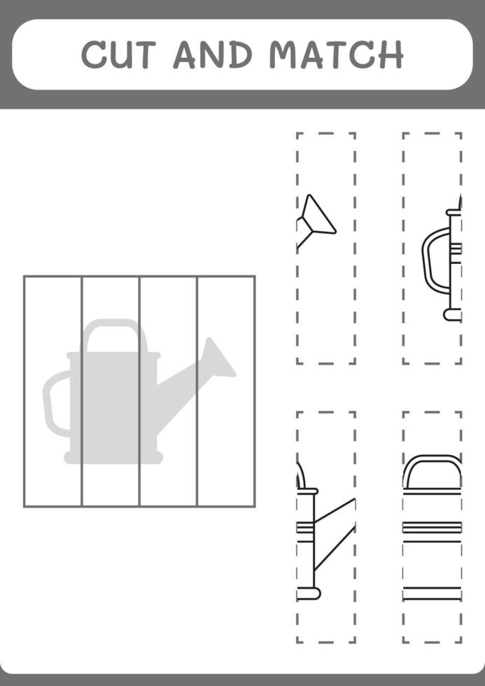 Cut and match parts of Watering can, game for children. Vector