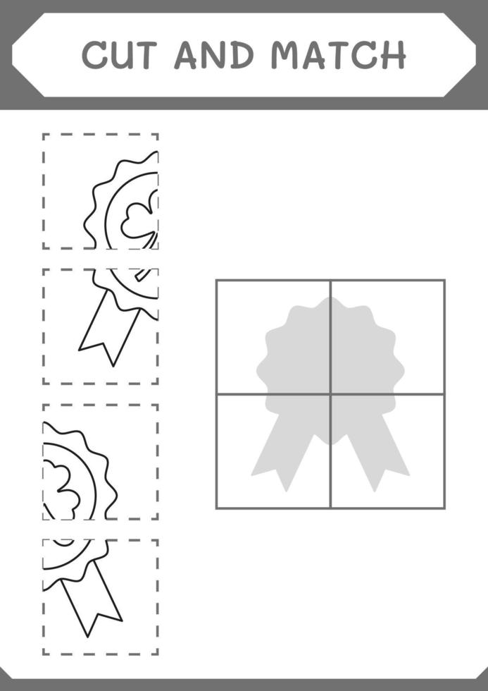 Cut and match parts of Clover badge, game for children. Vector illustration, printable worksheet