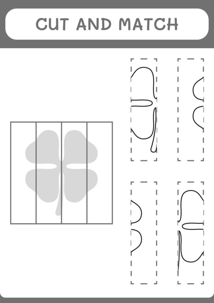 Cut and match parts of Clover, game for children. Vector illustration, printable worksheet