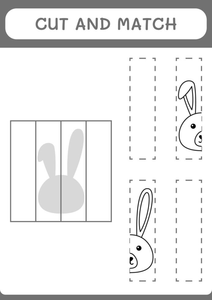Cut and match parts of Rabbit, game for children. Vector illustration, printable worksheet